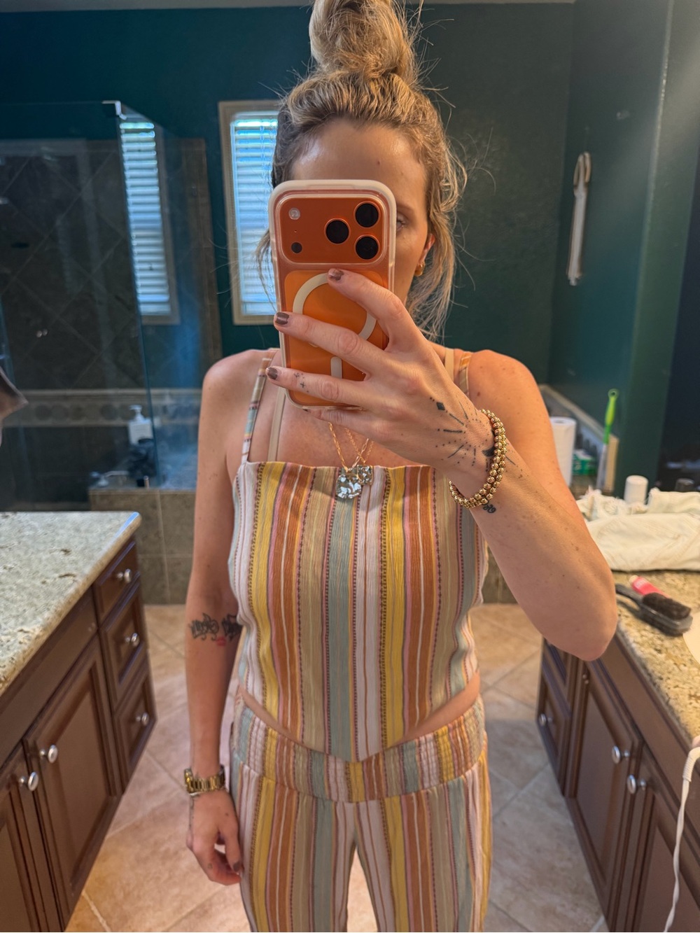 Striped O’Neil  Tie Back Sleeveless Crop Top size L like new